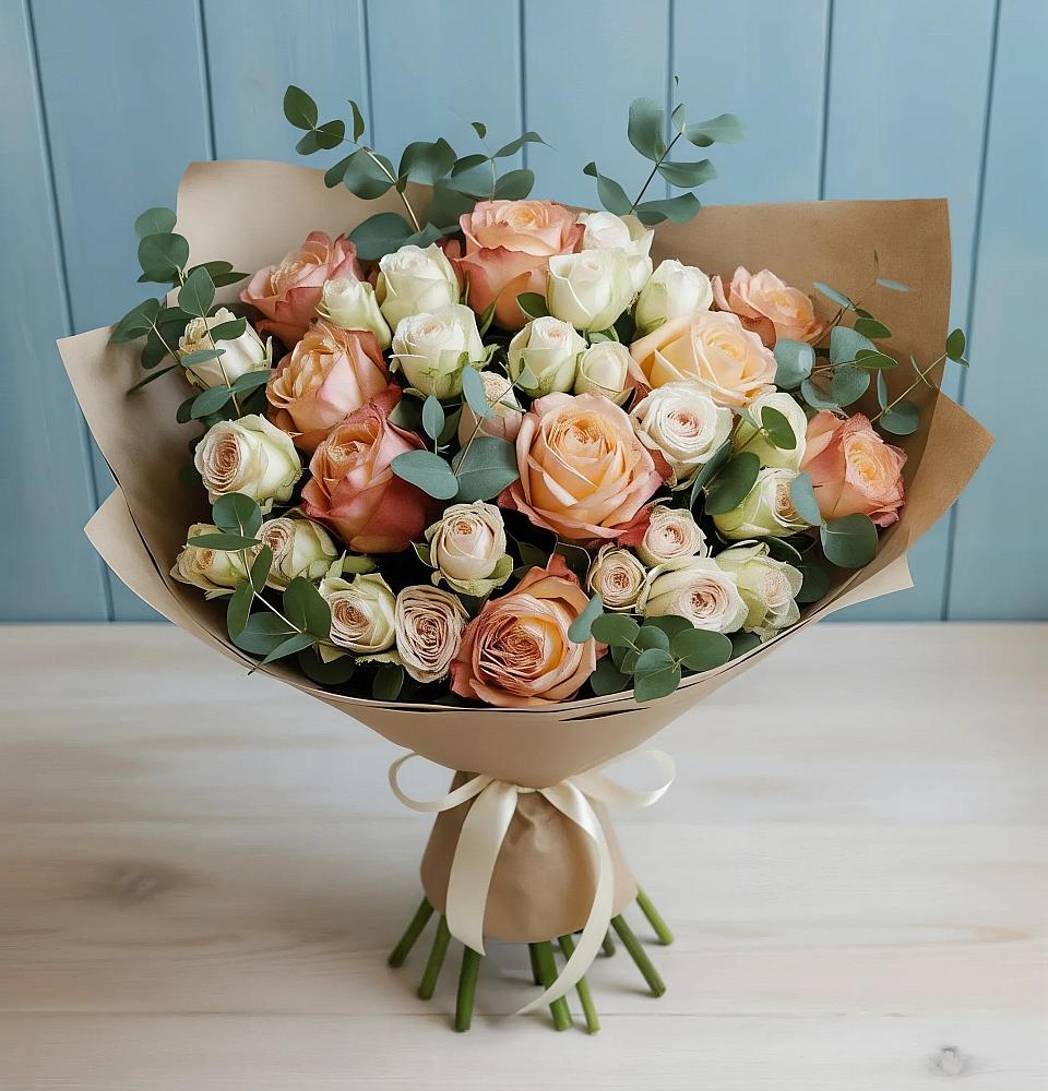 Букет цветов из: Альстромерии и Розы в Серноводском Ставропольского края