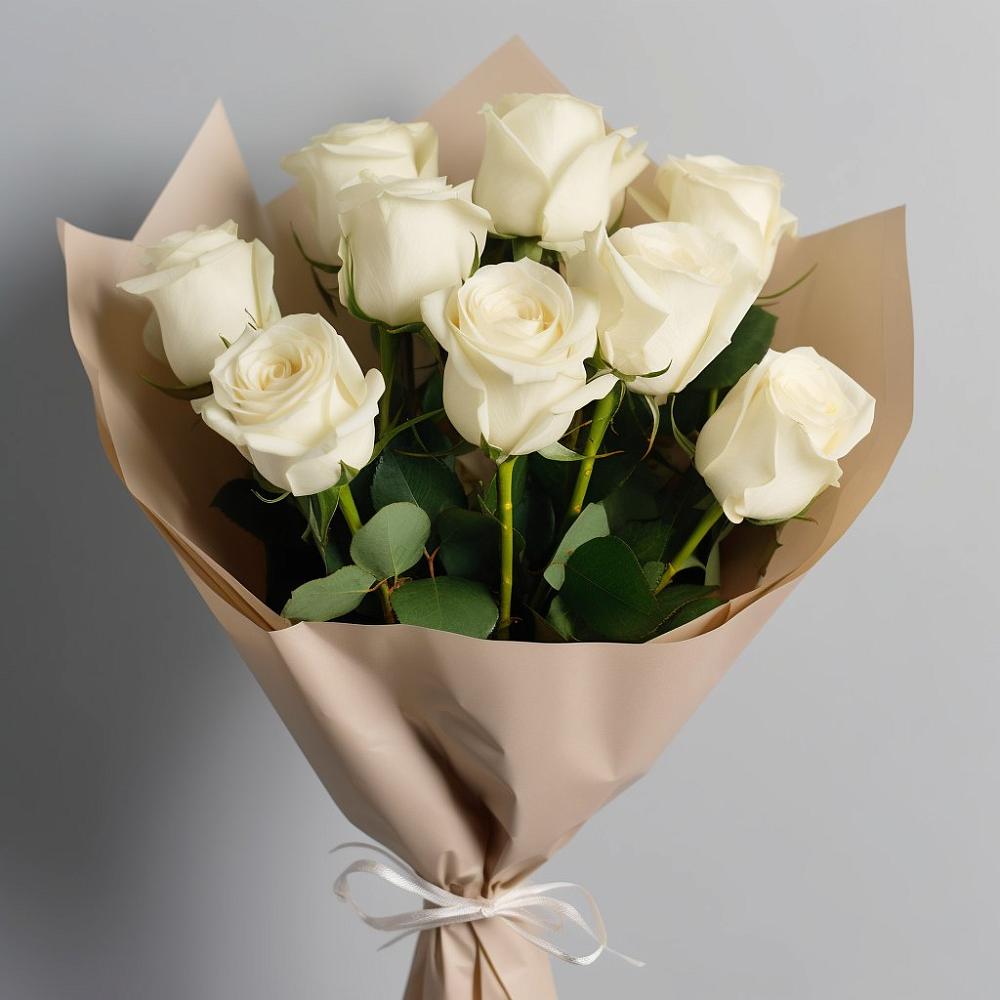 Букет 9 Белых роз Эдлесс Лав в Серноводском Ставропольского края