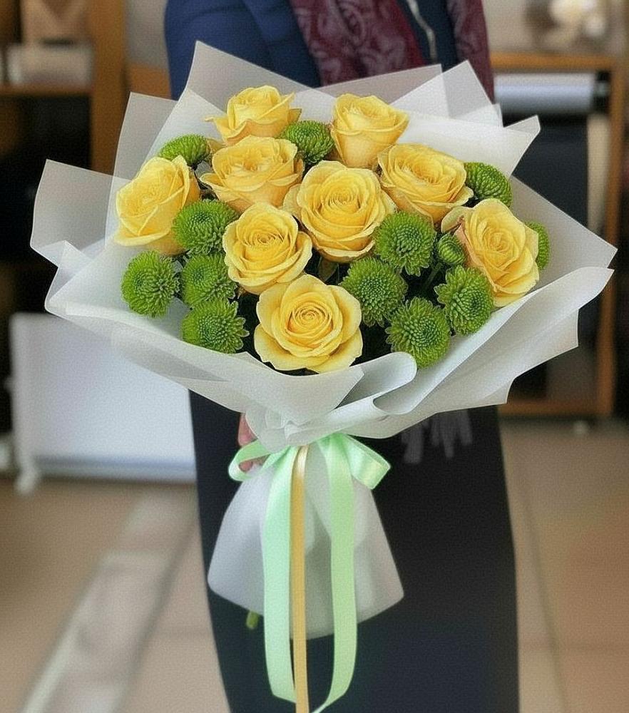 Букет цветов из: Хризантемы и Розы в Серноводском Ставропольского края