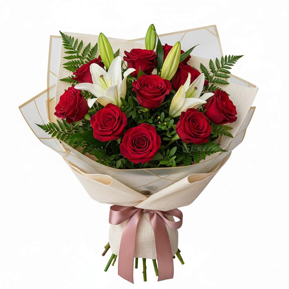 Букет цветов из: Лилии и Розы в Серноводском Ставропольского края