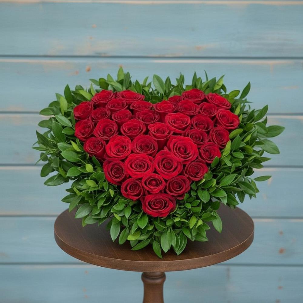 Цветочная композиция из Розы в виде сердца в Серноводском Ставропольского края