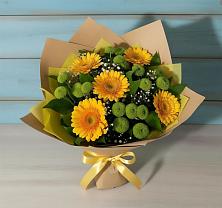 Букет цветов из:  Герберы и Хризантемы в Серноводском Ставропольского края