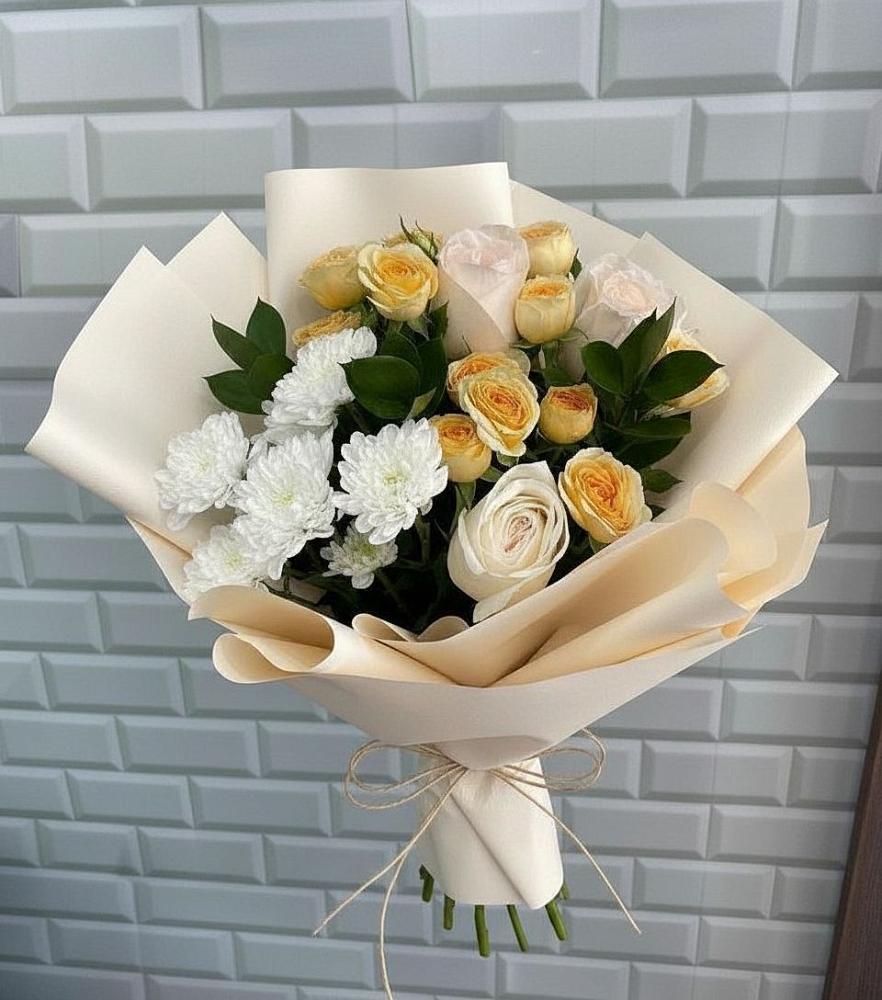 Букет цветов из: Розы и Хризантемы в Серноводском Ставропольского края
