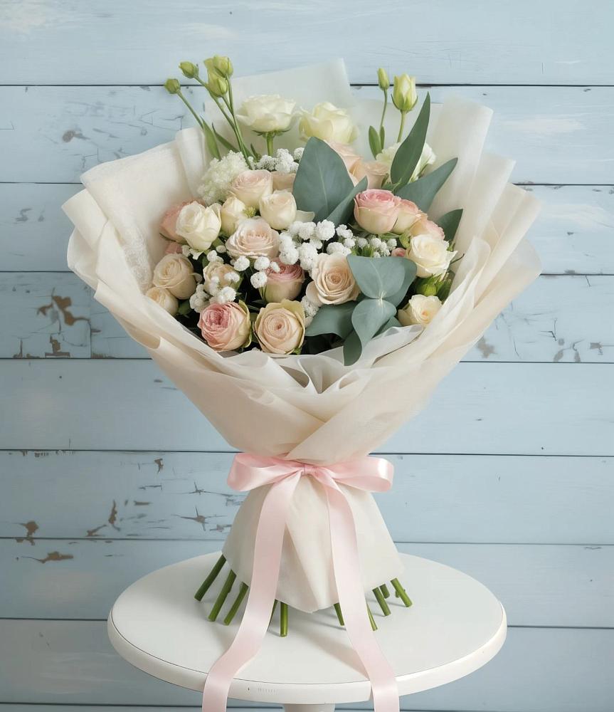 Букет цветов из: Розы и Лизиантусы в Серноводском Ставропольского края