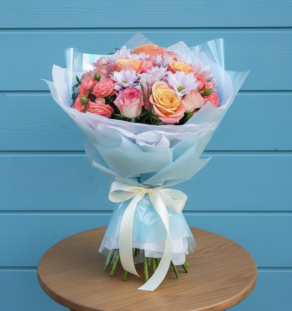 Букет цветов из: Хризантемы и Розы в Серноводском Ставропольского края